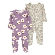 Carter's Child of Mine Baby Girl Sleep N Play, 2-Pack, One-Piece, Sizes Preemie-6/9 Months