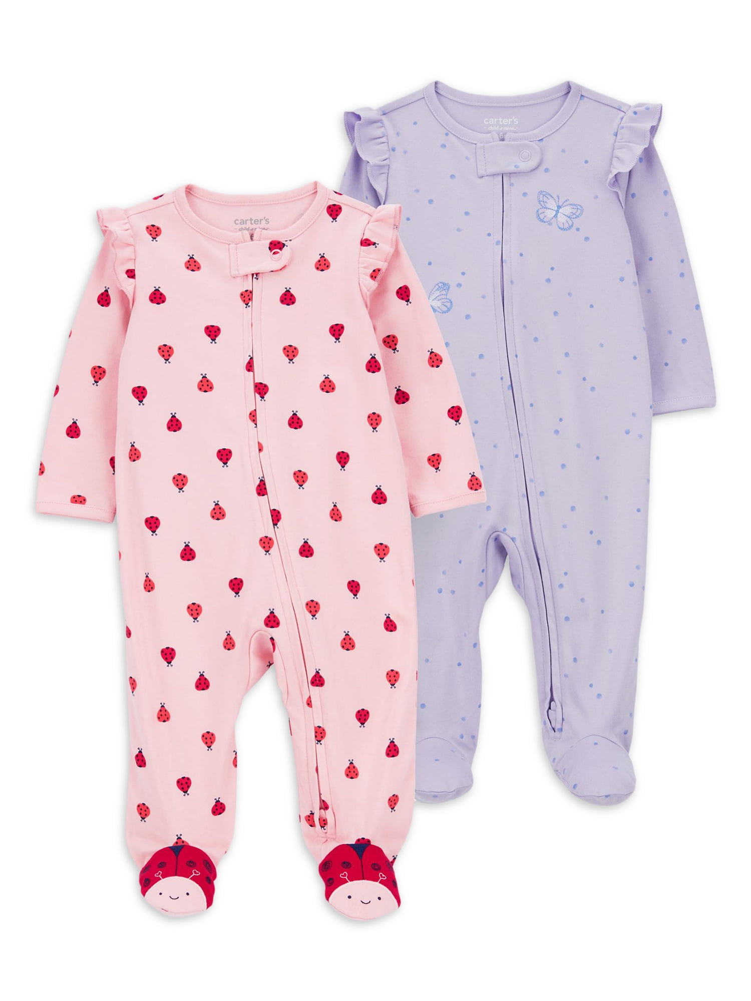 Carter's Child of Mine Baby Girl Sleep N Play, 2-Pack, One-Piece, Sizes  Preemie-6/9 Months