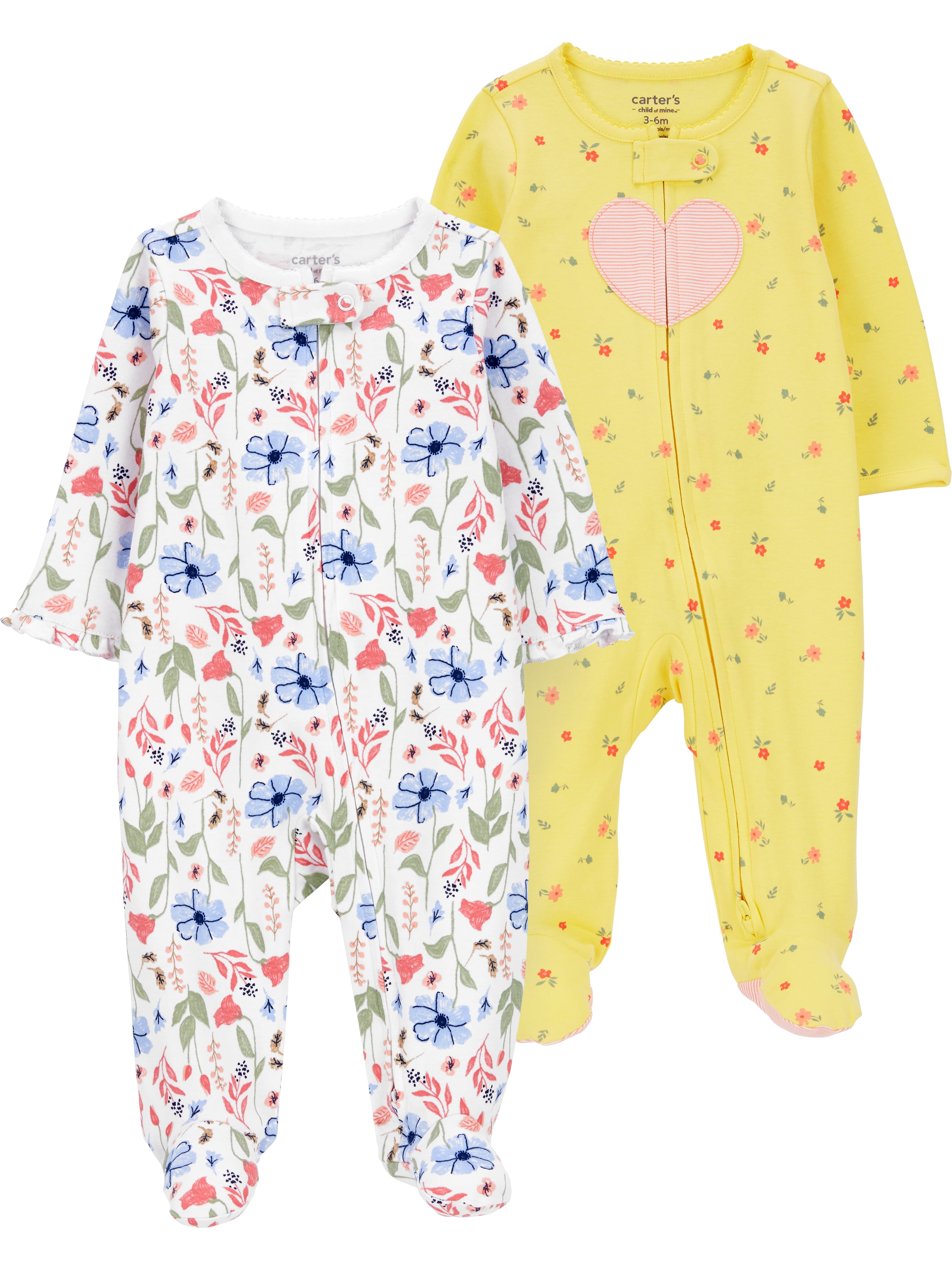 Carter s Child of Mine Baby Girl Sleep N Play 2 Pack Sizes Preemie 6 9 Months Walmart