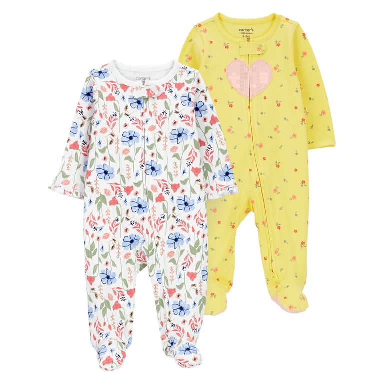 Carter s Child of Mine Baby Girl Sleep N Play 2 Pack Sizes Preemie 6 9 Months Walmart