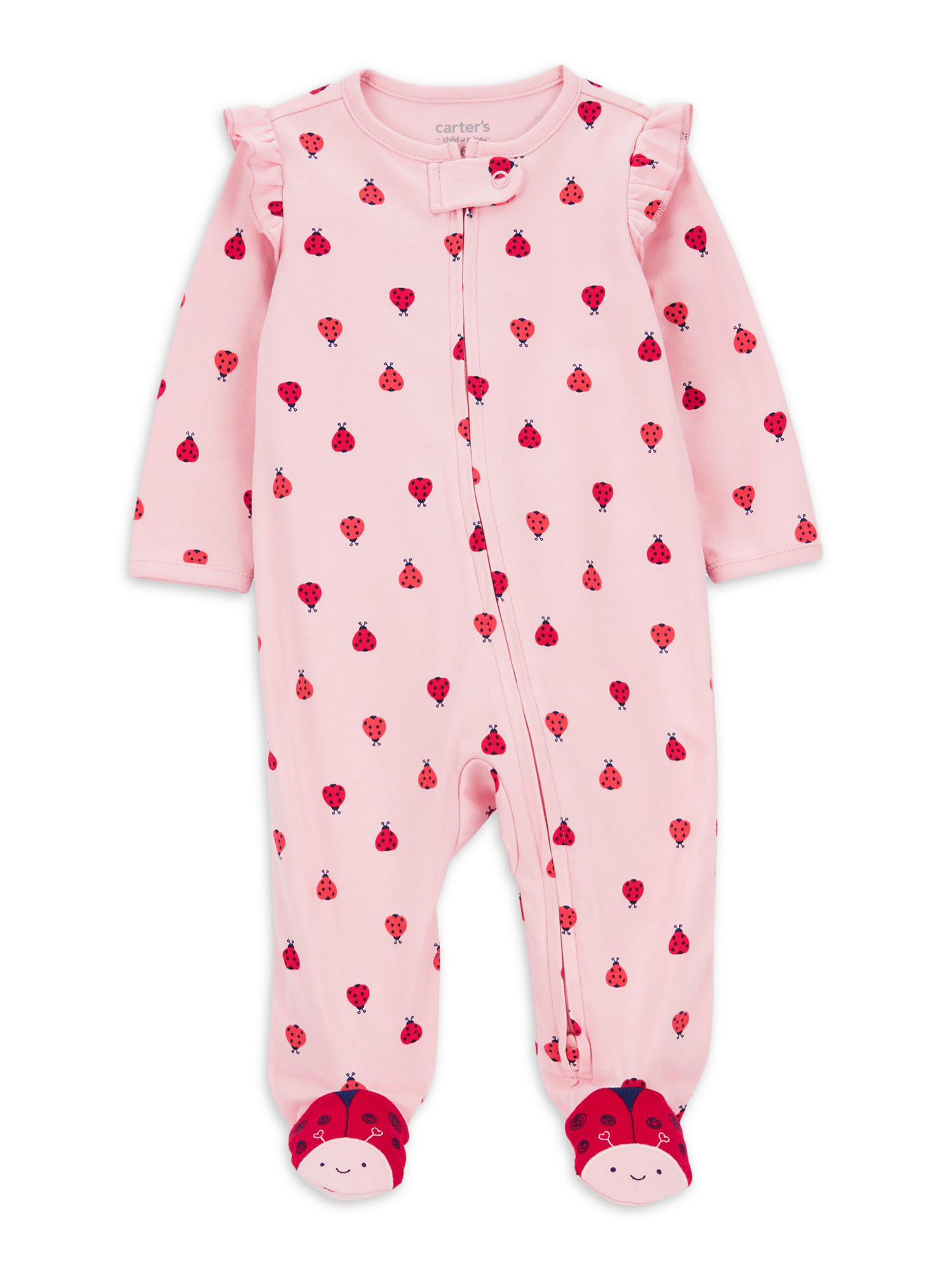 Wonder Nation Baby Girl Inverted Zipper Sleep 'N Play Pajamas, 3Pack