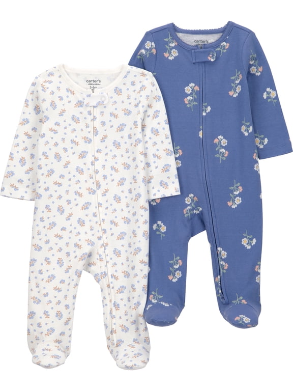 Baby Girl Sleep N Play, 2-Pack, Sizes Preemie-6/9 Months