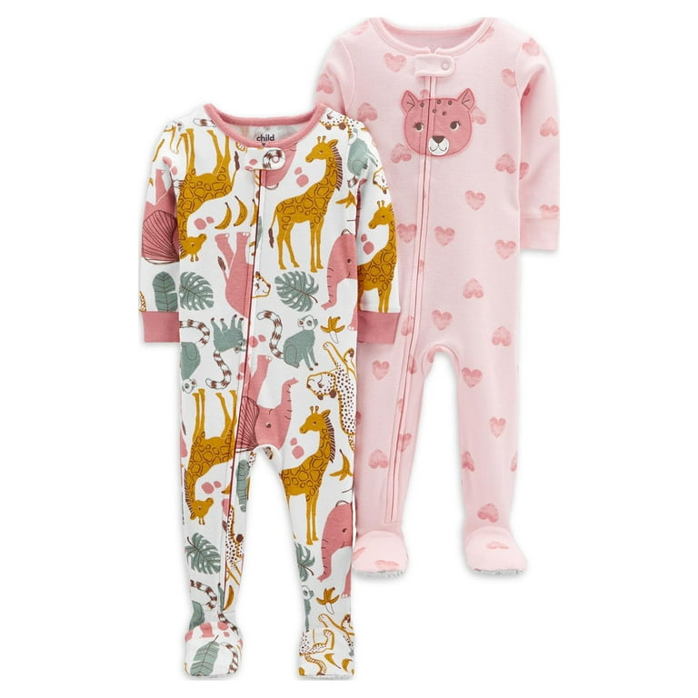 Carter s Child of Mine Baby Girl Snug Fit Cotton One Piece Footed Pajamas 2 Pack Sizes 12 24M