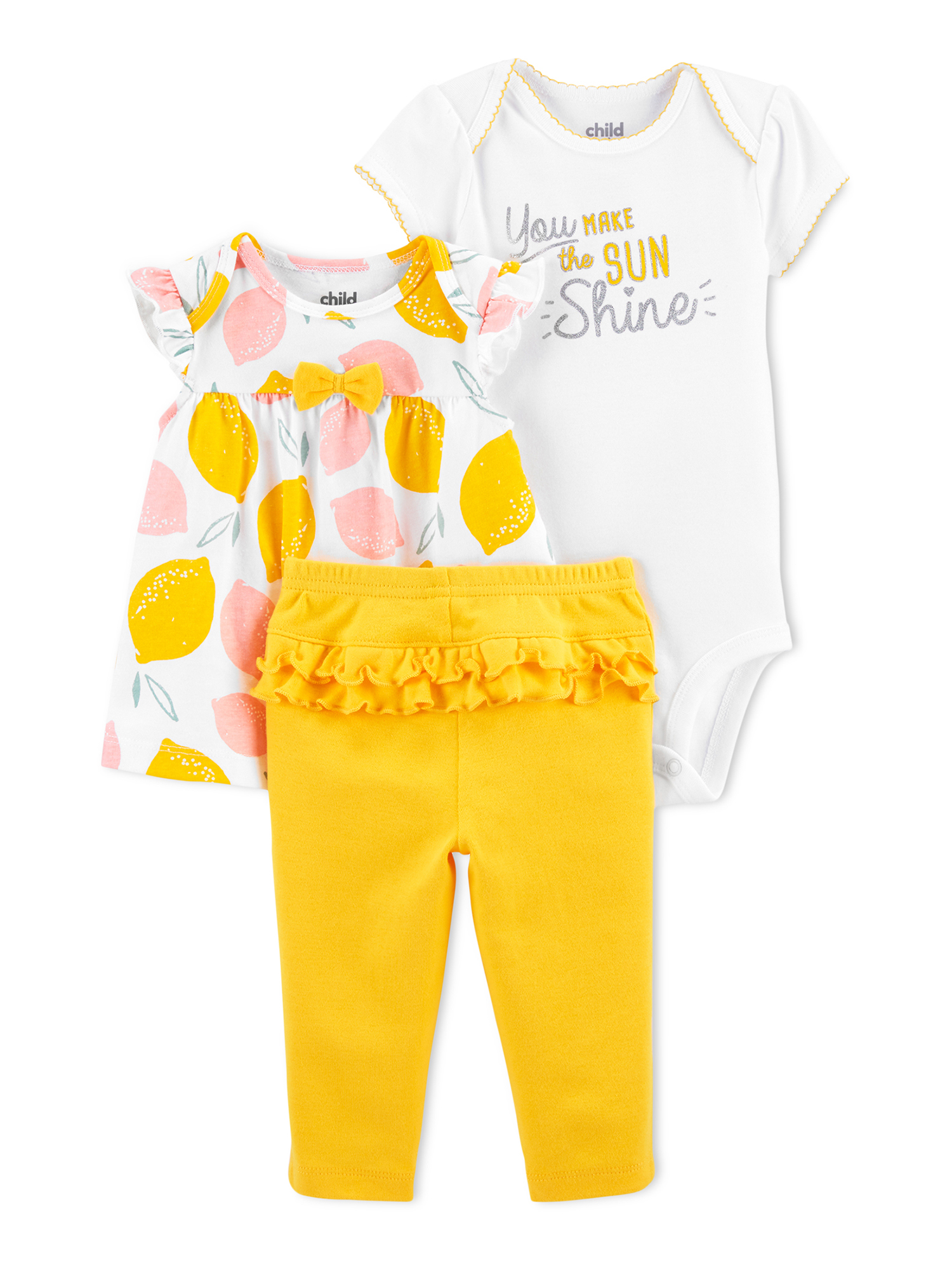 Carter's Child of Mine Baby Girl Top, Bodysuit Pants, 3pc set