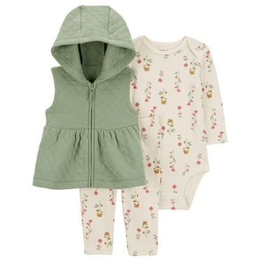 Carter's Child of Mine Baby Girl Vest Outfit Set, 3-Piece, Sizes 0/3-24 Months