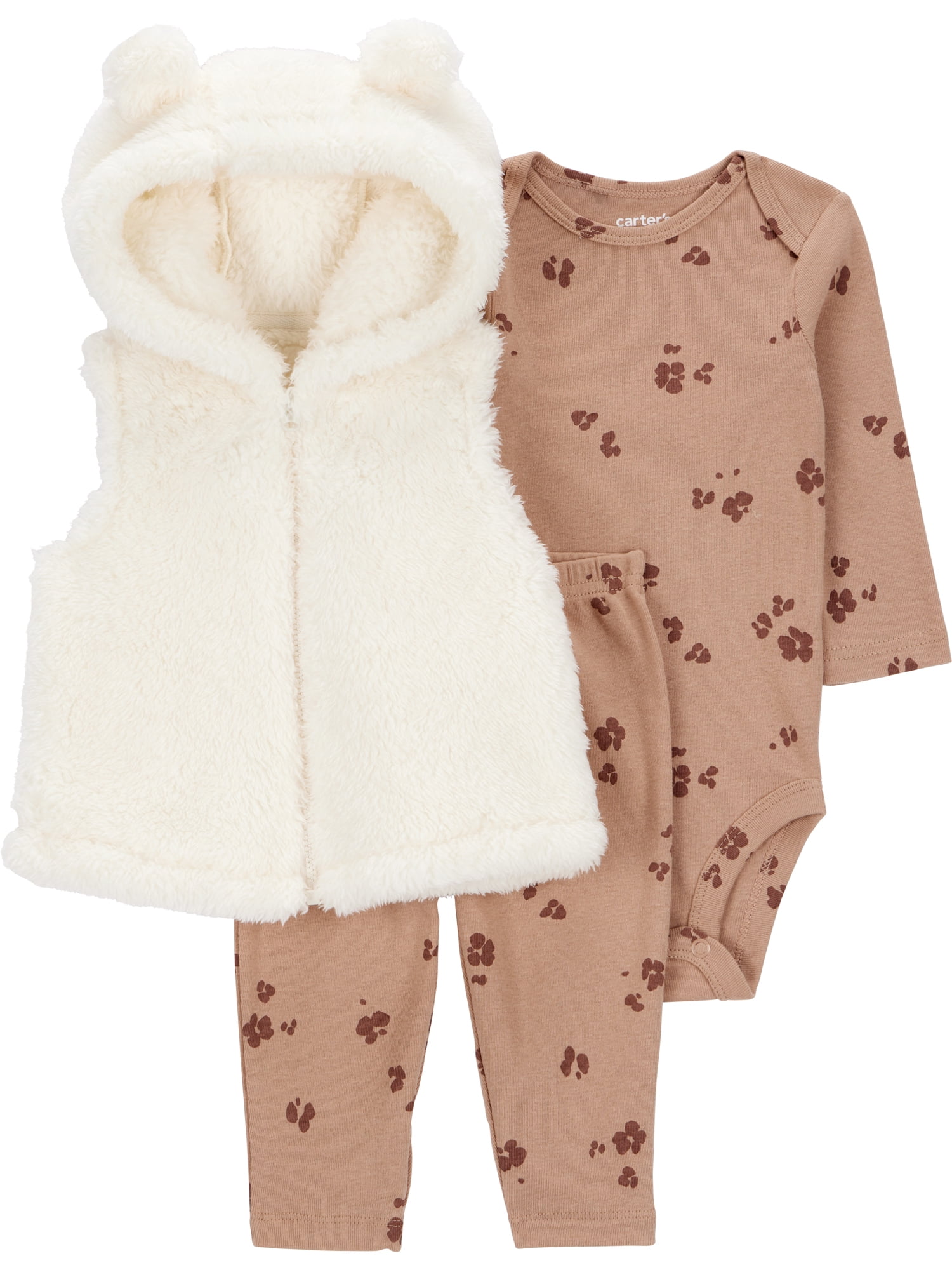 Carter's Child of Mine Baby and Toddler Girl Vest Outfit Set, 3-Piece, Sizes 0/3-24 Months