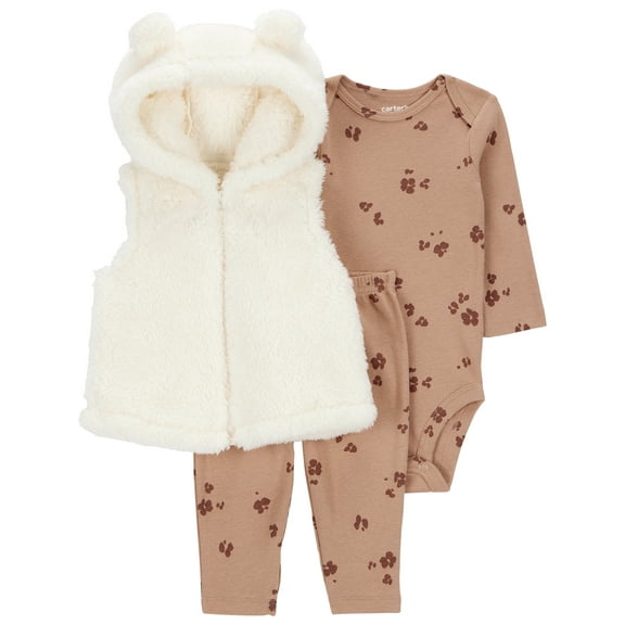 Carter's Child of Mine Baby and Toddler Girl Vest Outfit Set, 3-Piece, Sizes 0/3-24 Months