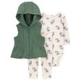 thumbnail image 1 of Carter's Child of Mine Baby and Toddler Girl Vest Outfit Set, 3-Piece, Sizes 0/3-24 Months, 1 of 9