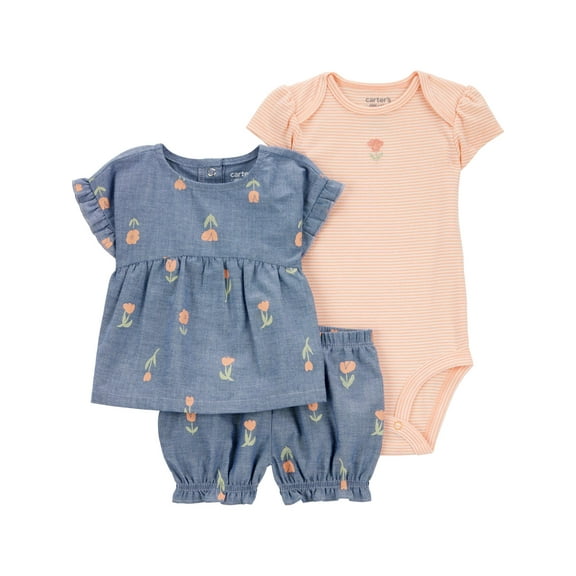 Carter's Child of Mine Baby Girl outfit Set, 3-Piece, Sizes 0/3-24 Months