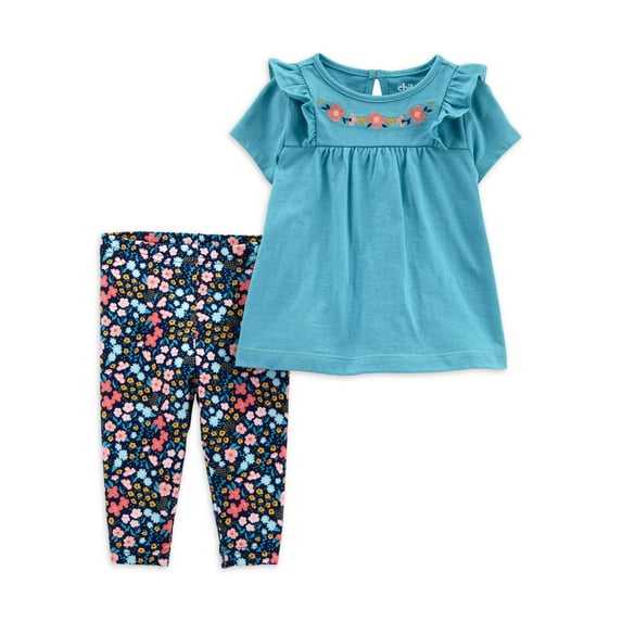 Carter's Child of Mine Baby Girls Floral Short Sleeve Outfit, 2 Piece Set