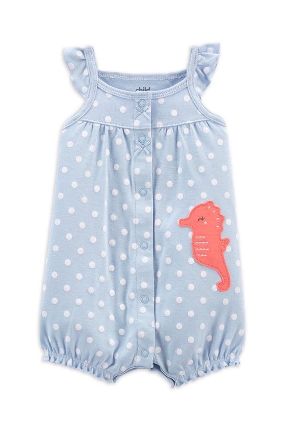 Baby Girls Seahorse One Piece, 0/3M-24M