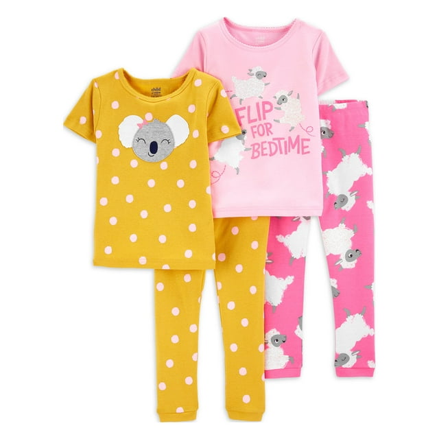 Carter's Child of Mine Baby Girls & Toddler Girls Snug Fit Cotton Short Sleeve Pajamas 4pc Set (12M-5T)