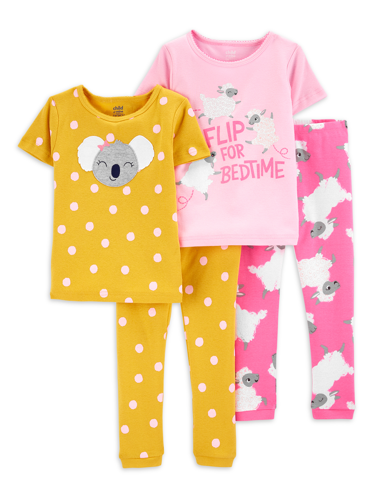 Carter's Child of Mine Baby Girls & Toddler Girls Snug Fit Cotton Short Sleeve Pajamas 4pc Set (12M-5T) - image 1 of 3