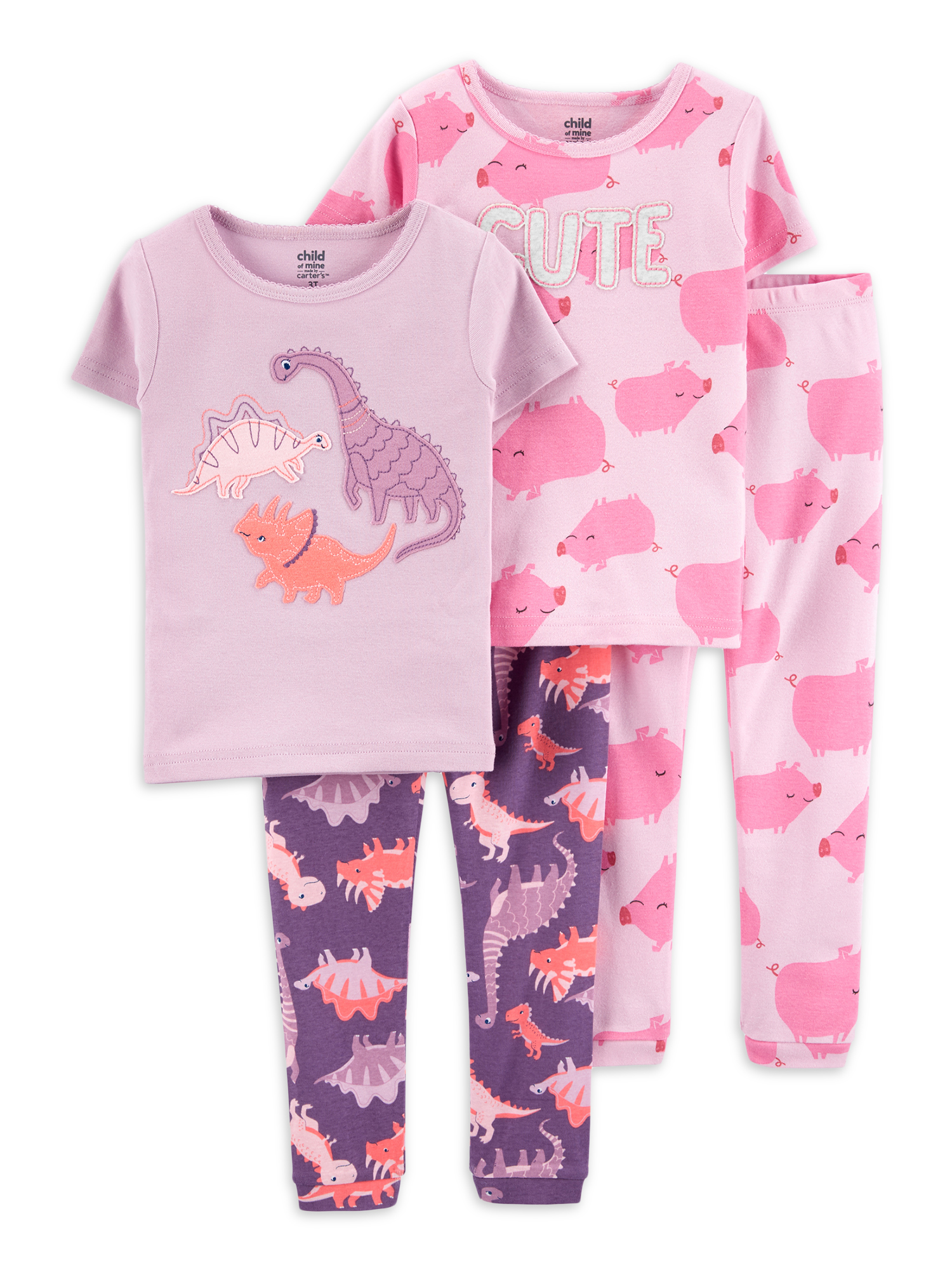 Carter's Child of Mine Baby Girls & Toddler Girls Snug Fit Cotton Short Sleeve Pajamas 4pc Set (12M-5T) - image 1 of 3