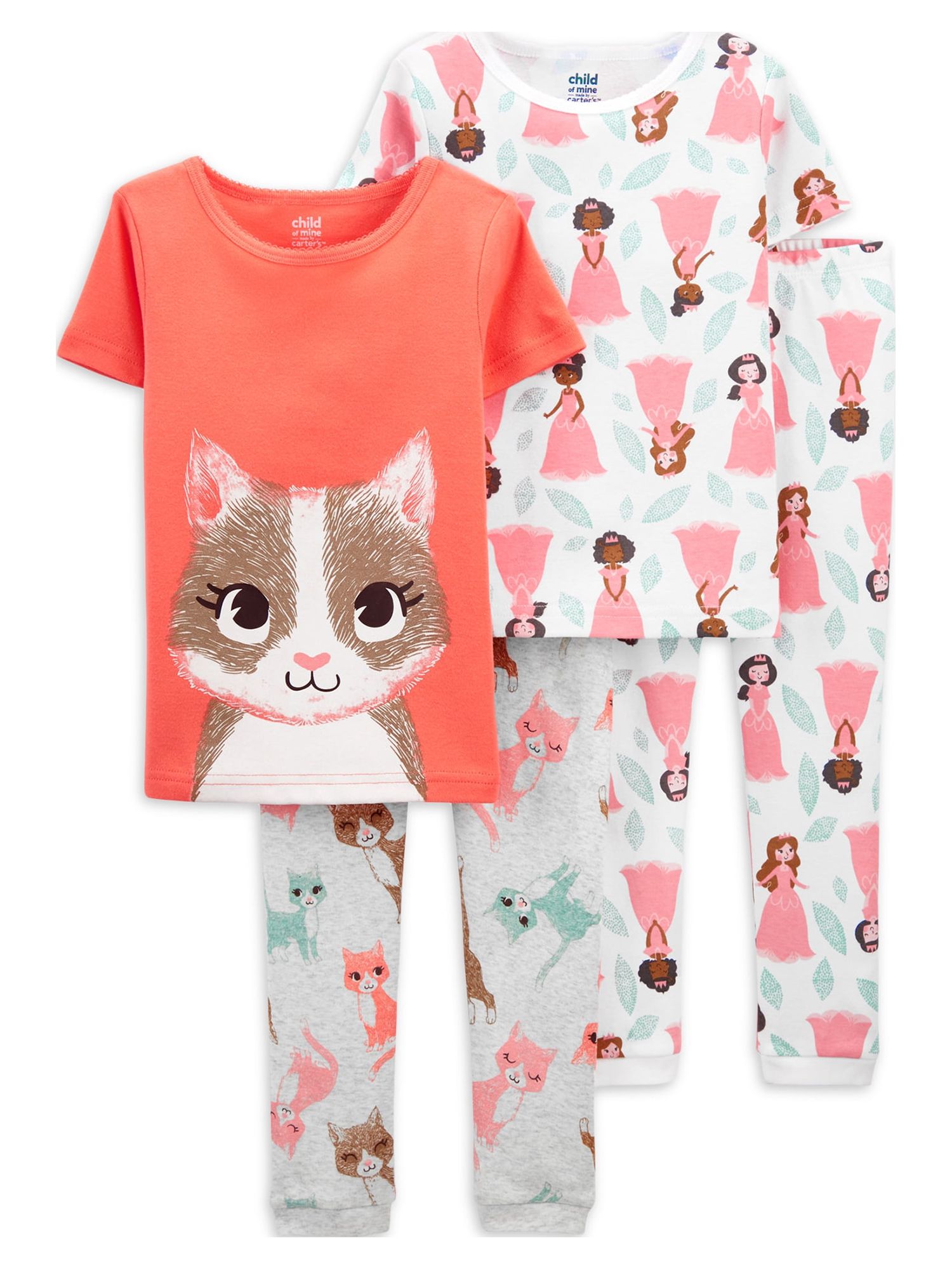 Carter's Child of Mine Baby Girls & Toddler Girls Snug Fit Cotton Short Sleeve Pajamas 4pc Set (12M-5T) - image 1 of 3