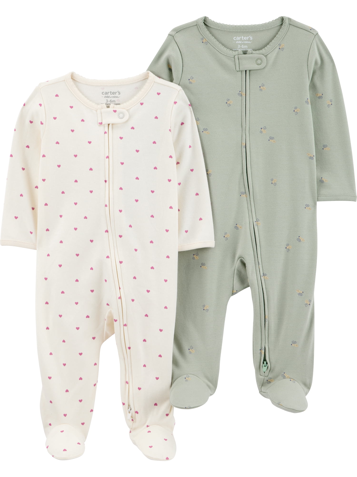 Carter s Child of Mine Baby Cozy Sleep N Play 2 Pack Sizes Preemie 6 9 Months