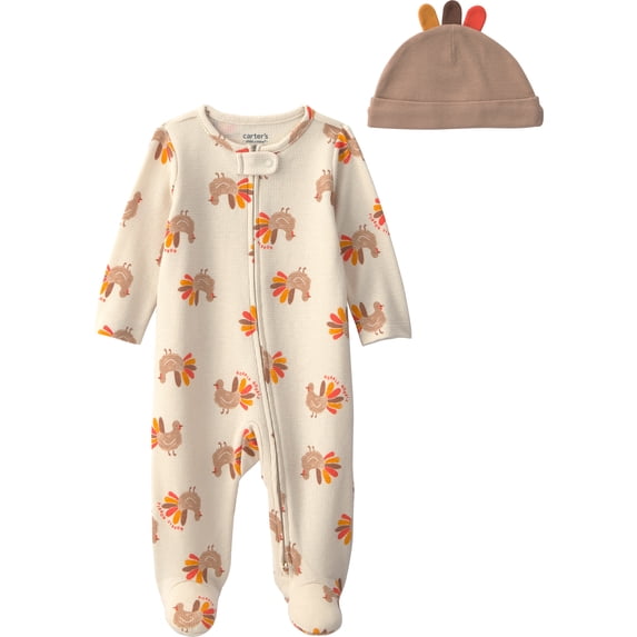 Carter's Child of Mine Baby Thanksgiving Sleep 'N Play and Hat Set, 2-Piece, Sizes Preemie-6/9 Months