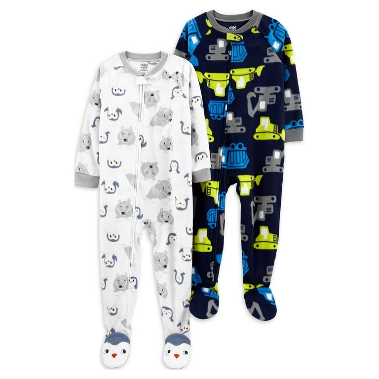 Carter s Child of Mine Baby Toddler Boys 1 Piece Microfleece Footed Pajamas 2 Pack 12M 5T Walmart