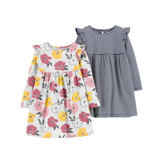 Carter's Child of Mine Baby & Toddler Girl Long Sleeve Dress, 2 Pack, 12 Months-5T