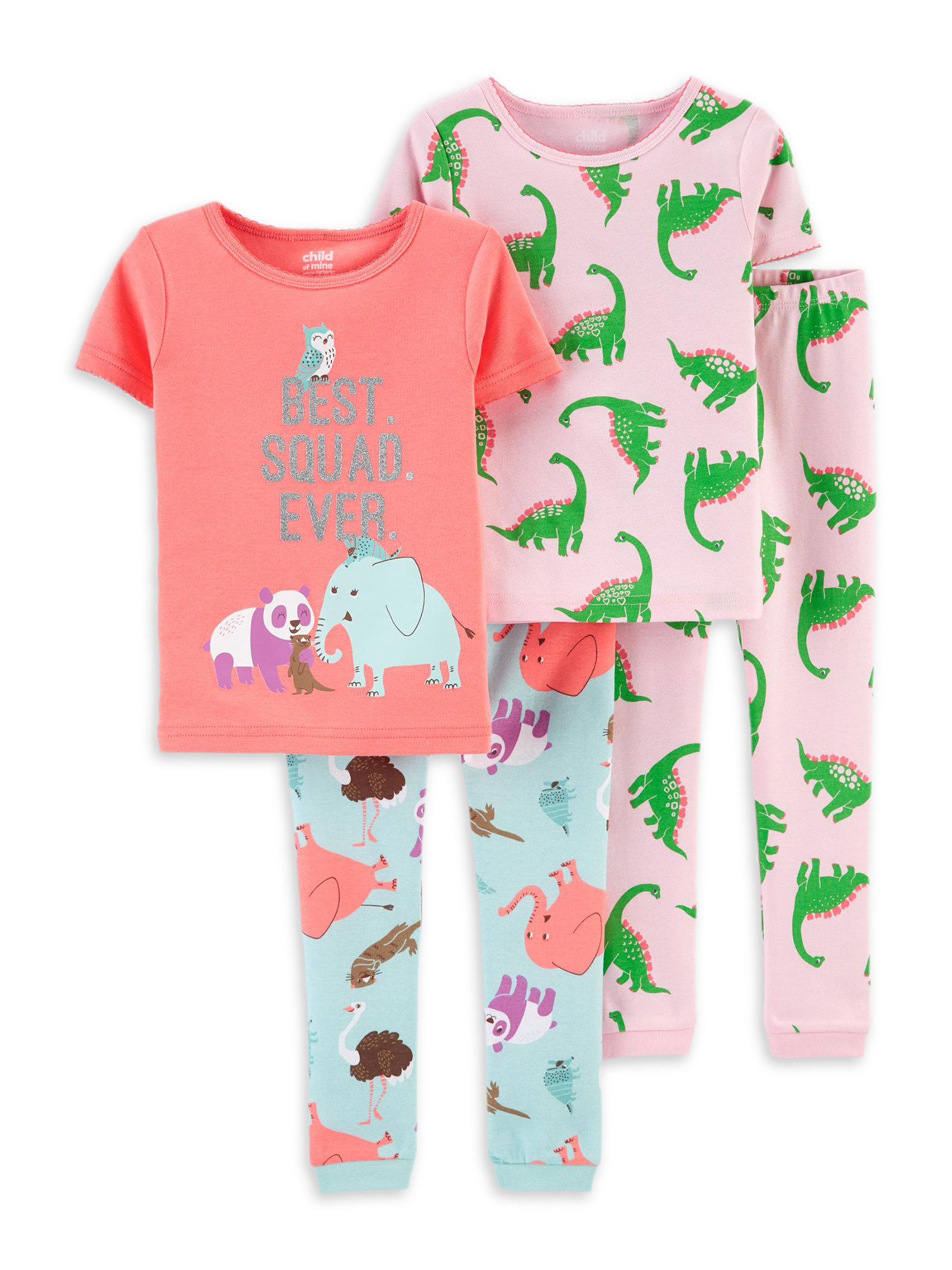 Carter's Child of Mine Baby & Toddler Girl Snug Fit Cotton Short Sleeve Pajamas, 4pc Set (12M-5T) - image 1 of 3