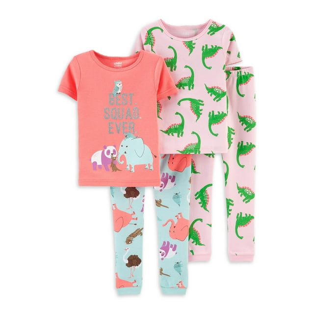 Carter's Child of Mine Baby & Toddler Girl Snug Fit Cotton Short Sleeve Pajamas, 4pc Set (12M-5T)