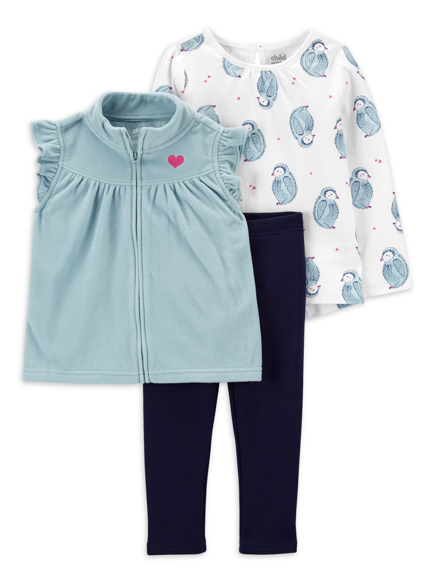 Carter's Child of Mine Baby & Toddler Girls Legging Set with Vest, 3 Piece Outfit Set, 12 Months-5T