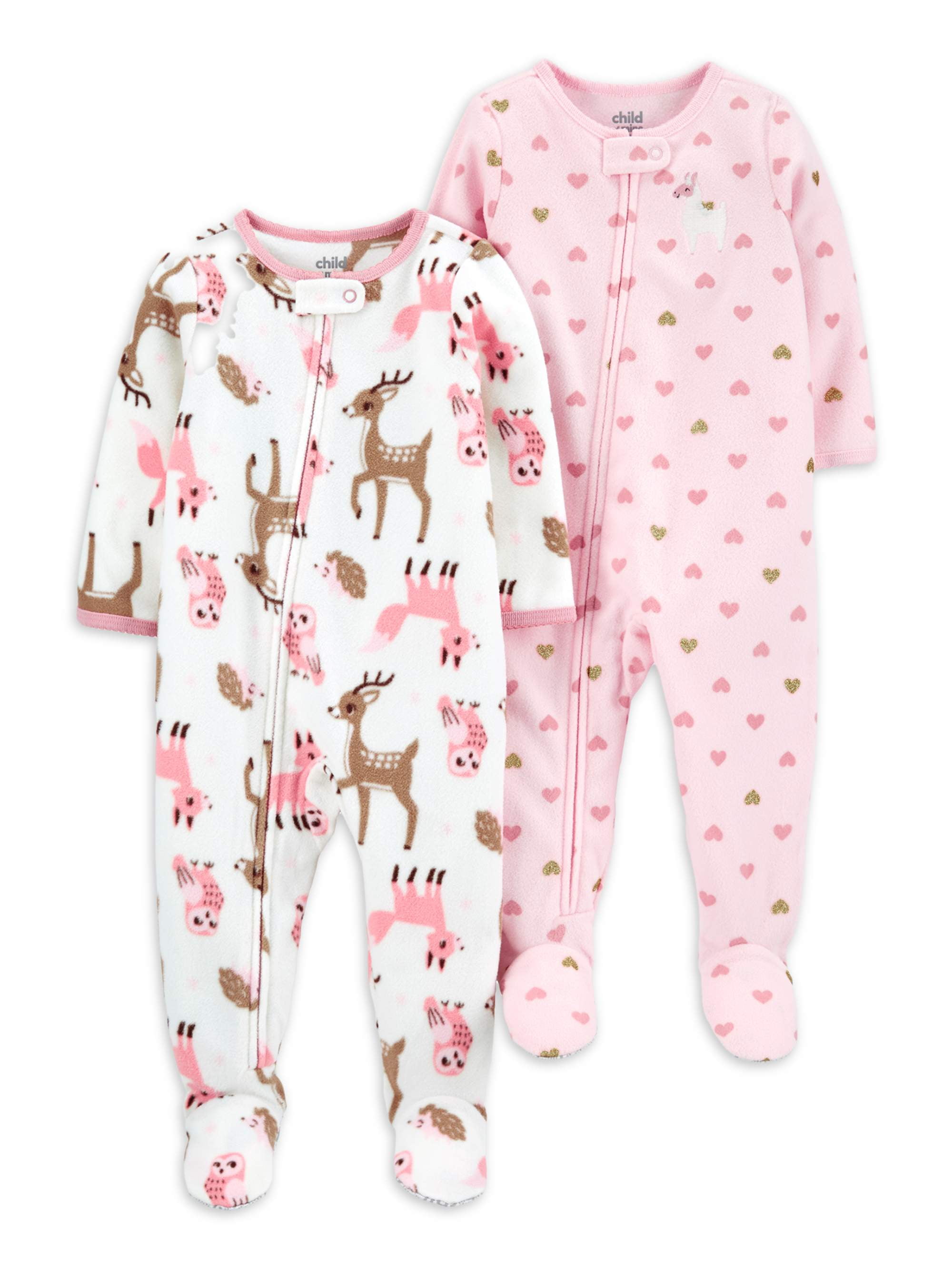Carter's Child of Mine Baby & Toddler Girls Microfleece Blanket Sleeper Footed Pajamas, 2Pack