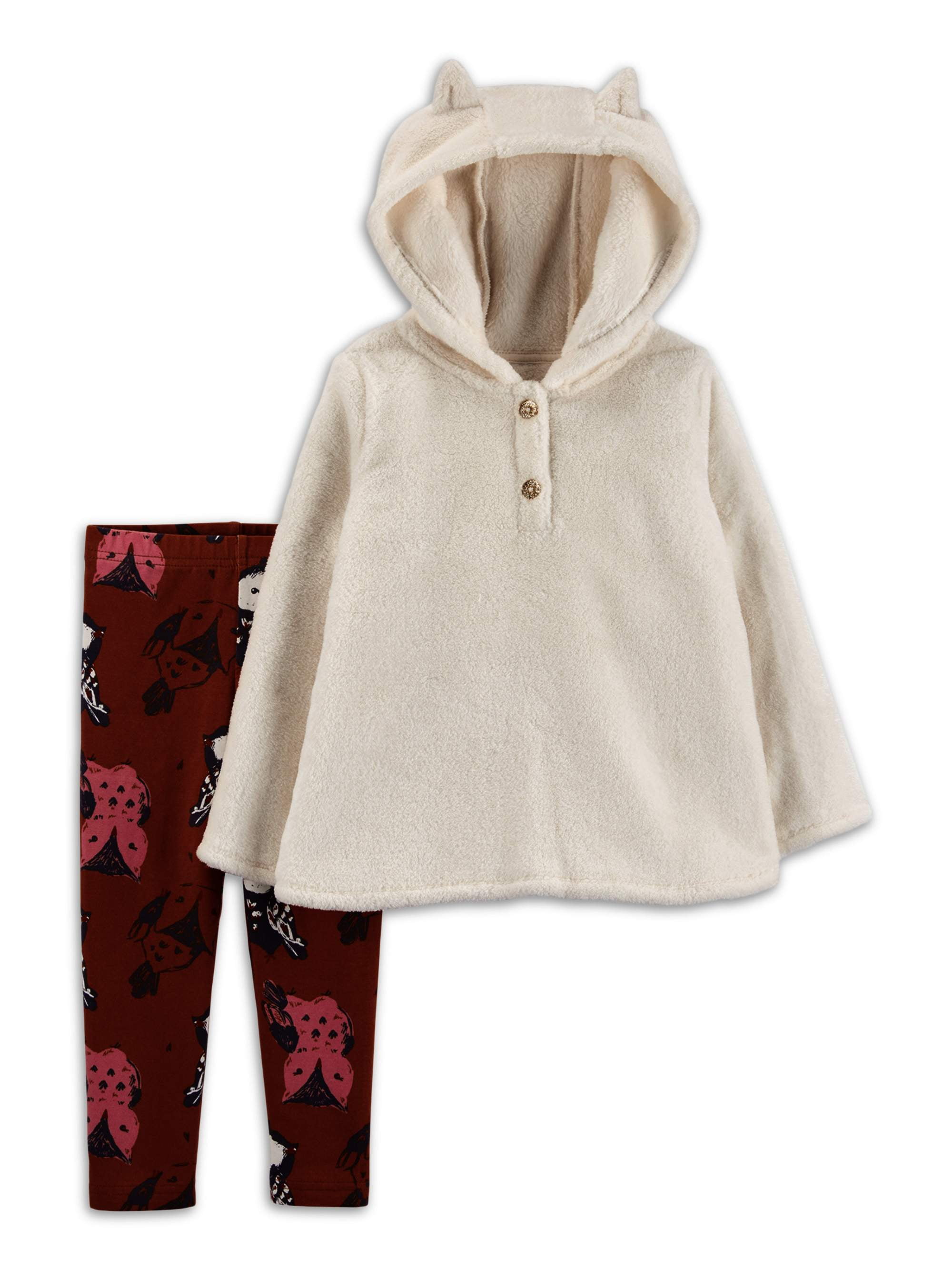 Carter's Child of Mine Baby & Toddler Girls Pullover Sherpa Hoodie Top & Leggings, 2-Piece Outfit Set (Sizes 12M-5T)