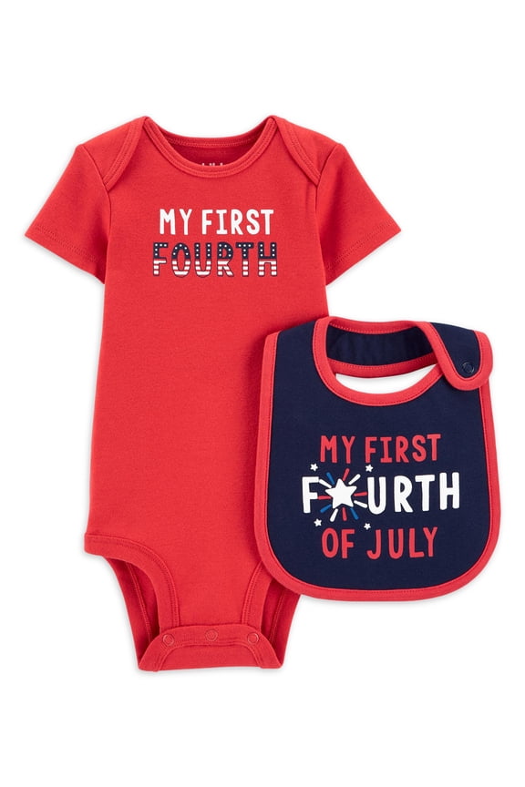 Baby Unisex Americana Bodysuit and Bib, Sizes Newborn-18 Months