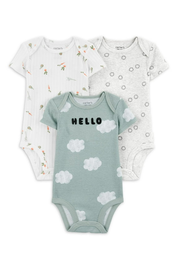 Baby Unisex Bodysuits, 3-Pack, Sizes Preemie-18 Months