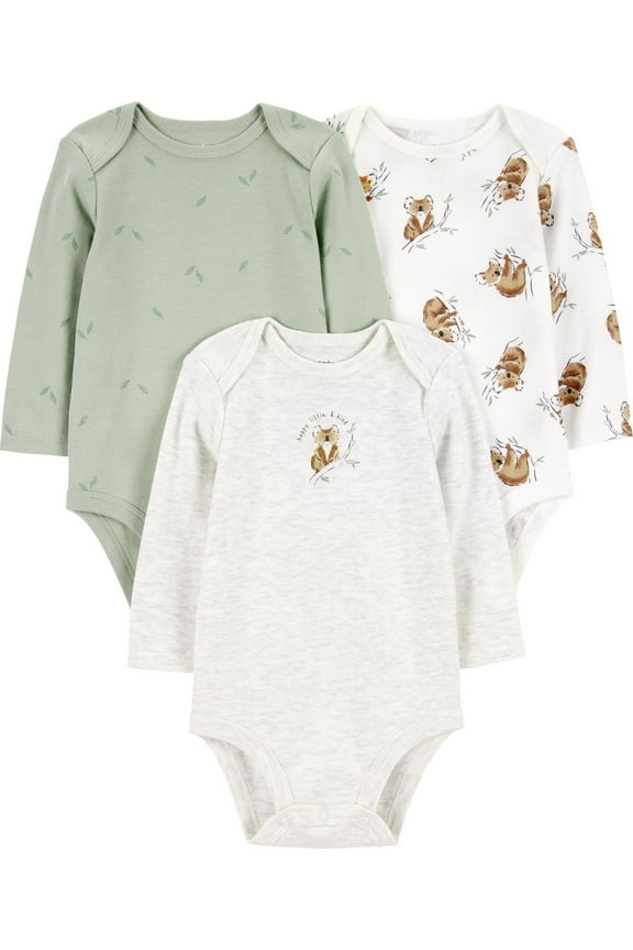 Baby Unisex Bodysuits, 3-Piece, Sizes Preemie-18 Months