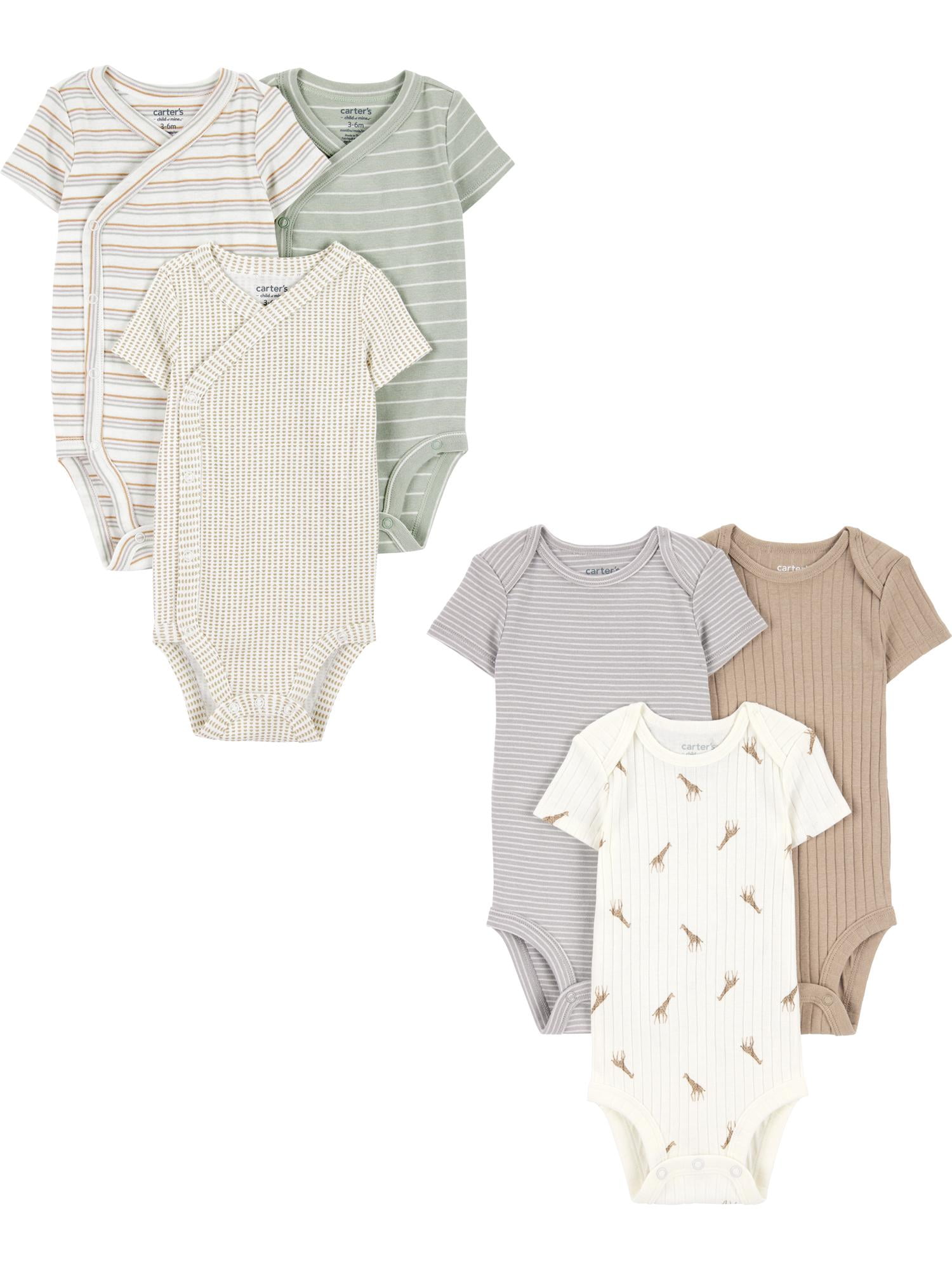 Carter's Child of Mine Baby Unisex Bodysuits, 6-Piece, Sizes Preemie-18 Months