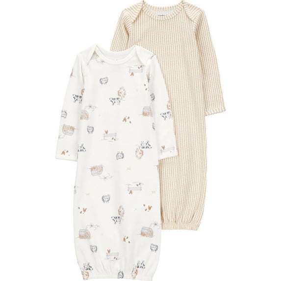 Carter's Child of Mine Baby Unisex Gown, 2-Pack, Sizes Newborn-0/3 Months