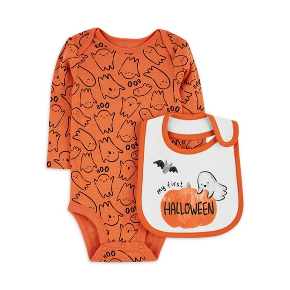 Carter's Child of Mine Baby Unisex Halloween Bodysuit and Bib, 2-Piece, Sizes Preemie-12M