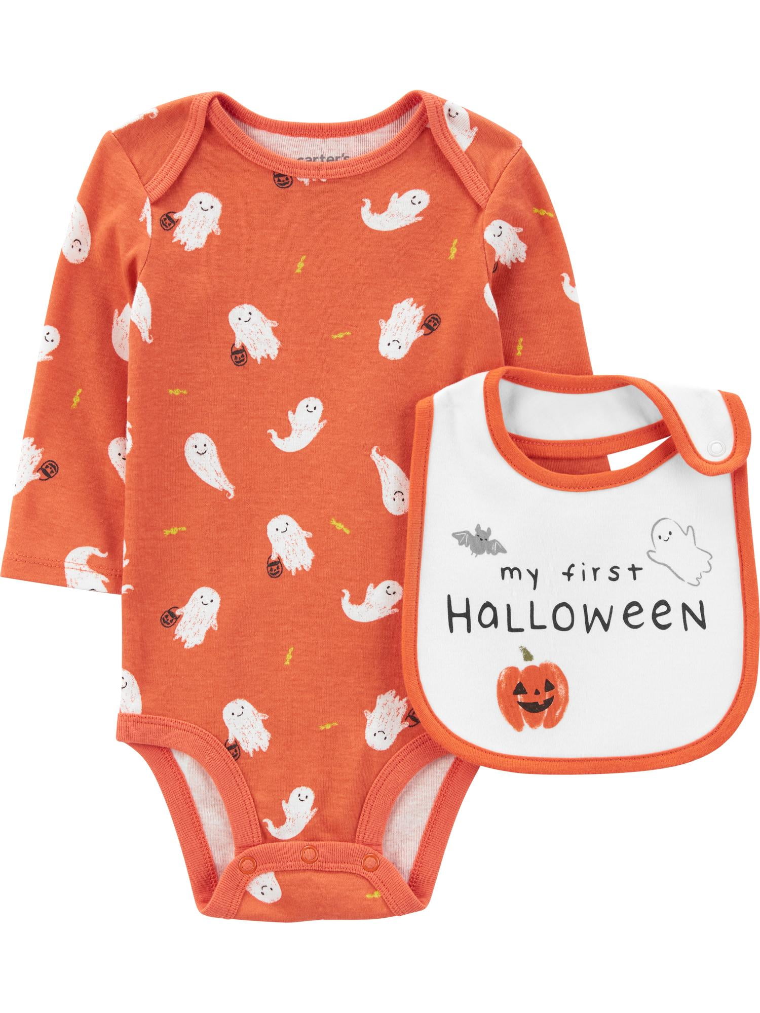 Carter's Child of Mine Baby Unisex Halloween Bodysuit and Bib Set, 2-Piece, Sizes Newborn-24 Months