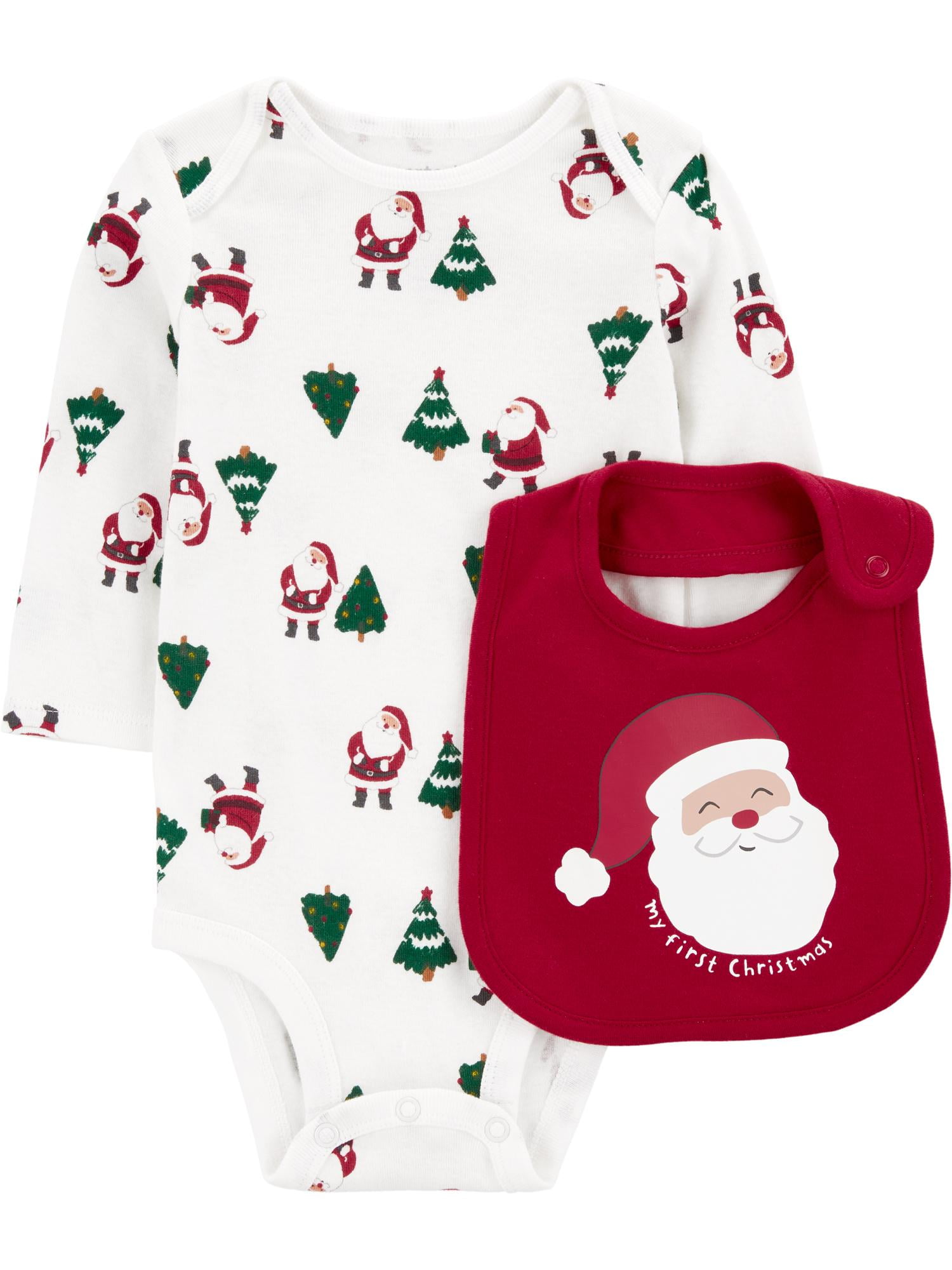 Carter's Child of Mine Baby Unisex Holiday Bodysuit and Bib Set, 2-Piece, Sizes Newborn-12 Months