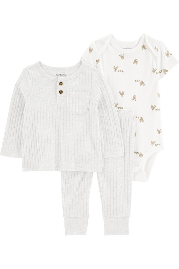 Baby Unisex Outfit Set, 3-Piece, Sizes Preemie-6/9 Months