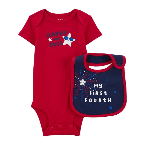 Carter's Child of Mine Baby Unisex Patriotic Bodysuit and Bib, 2-Piece, Preemie-12M