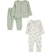 Carter's Child of Mine Baby Unisex Plush Outfit Set and Jumpsuit, 3-Piece, Sizes Newborn-6/9 Months