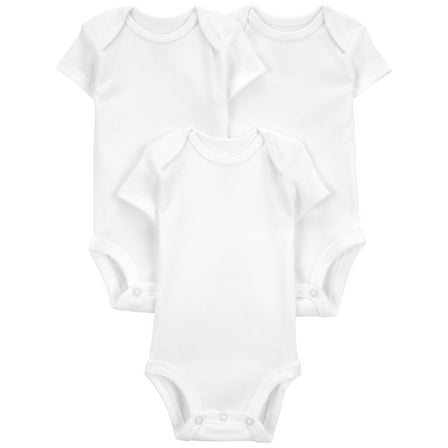 Carter's Child of Mine Baby Unisex Short Sleeve Bodysuits, 3-Pack Sizes Preemie-18 Months