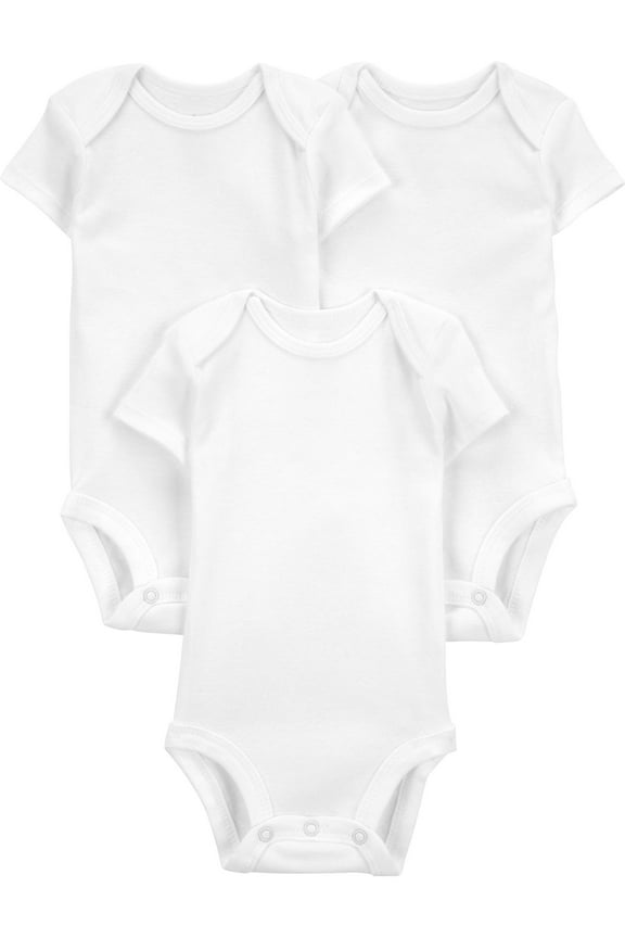 Baby Unisex Short Sleeve Bodysuits, 3-Pack Sizes Preemie-18 Months