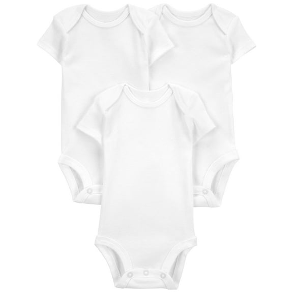 Carter's Child of Mine Baby Unisex Short Sleeve Bodysuits, 3-Pack Sizes Preemie-18 Months