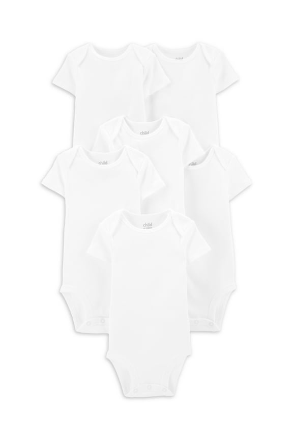 Baby Unisex Short Sleeve Bodysuits, 6-Pack, Sizes Preemie-24 Months
