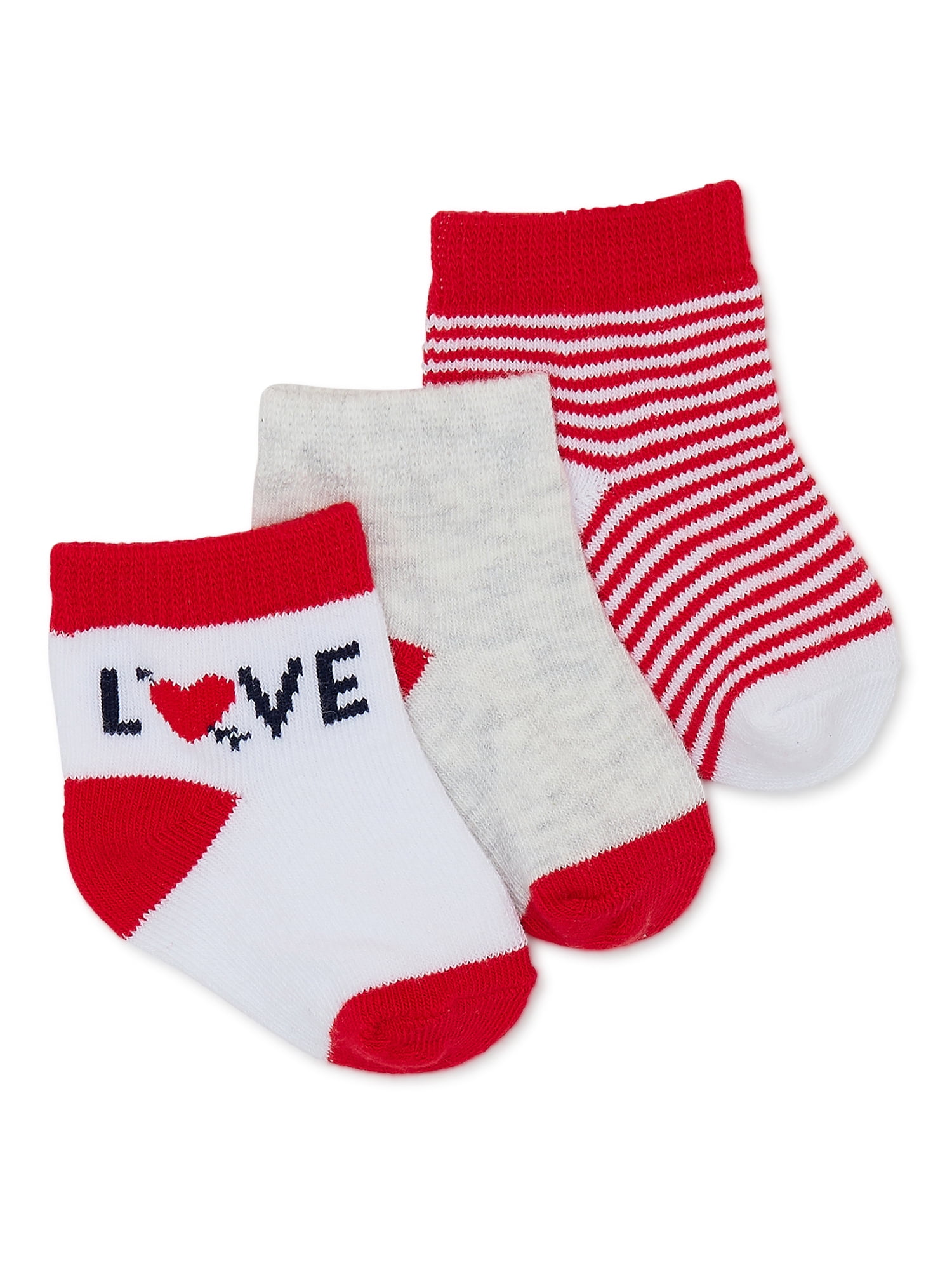 Carter's Child of Mine Baby Valentine Crew Socks, 3-Pack, Sizes 0M-6M