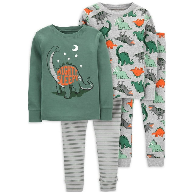Carter's Child of Mine Baby and Toddler Boy Long Sleeve Snug-Fit Pajamas, 4-Piece Pants Set, Sizes 12M-5T
