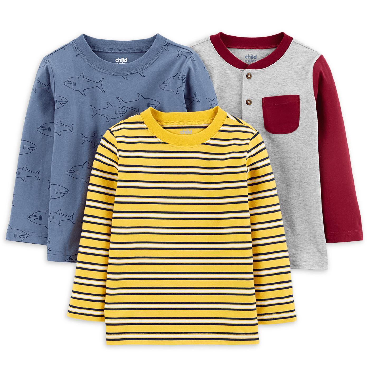 Carter's Child of Baby and Boy Long-Sleeve T-Shirt 3-Pack, Sizes 12M-5T" - Walmart.com