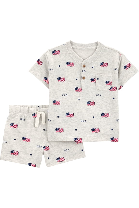 Baby and Toddler Boy Patriotic Americana Americana Outfit Set, 2-Piece, Sizes 12M-5T