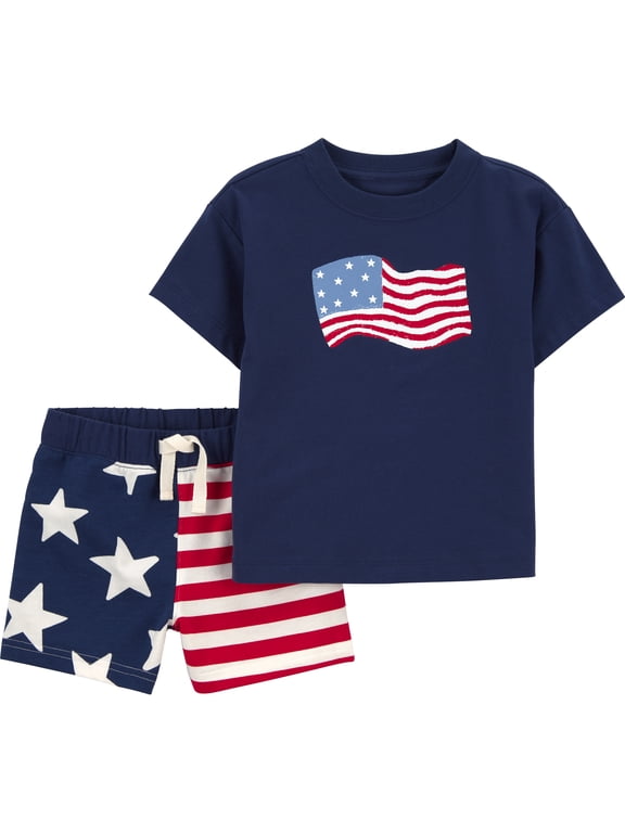 Baby and Toddler Boy Patriotic Americana Americana Outfit Set, 2-Piece, Sizes 12M-5T