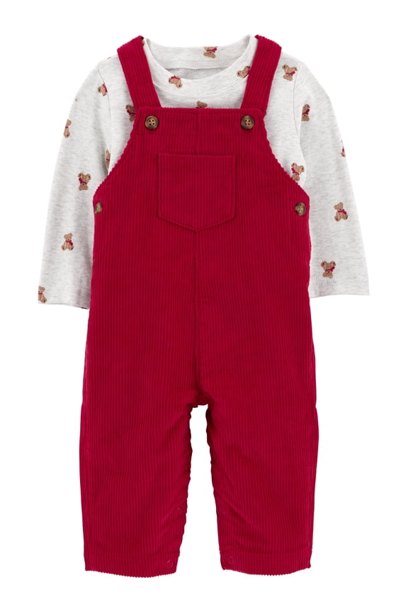 Baby and Toddler Boy Overalls Set, 2-Piece Sizes 0/3-24 Months