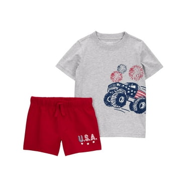 Carter's Child of Mine Baby and Toddler Boy Patriotic Outfit Set, 2-Piece, Sizes 12M-5T